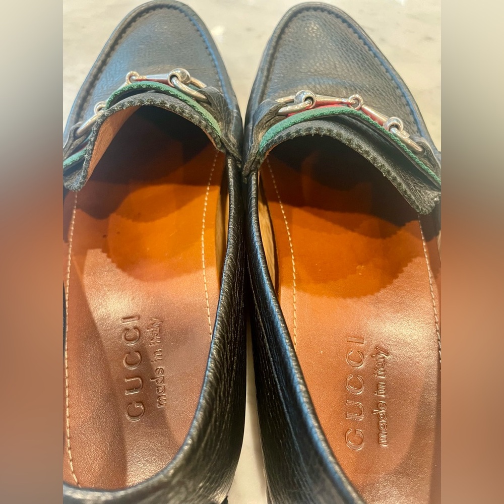 Gucci Leather Drivers, web& horsebit accents, black, silver, M8/W10, EUC - Picture 11 of 15